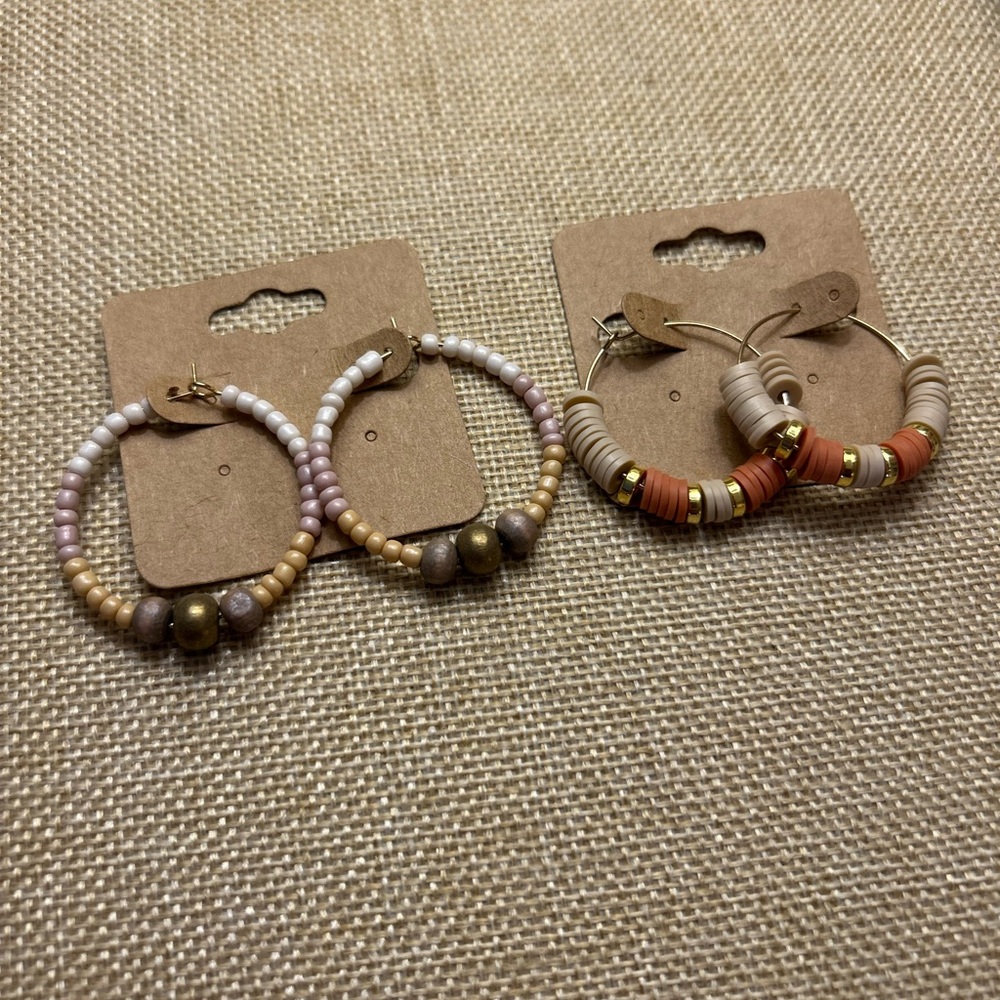Elegant Beaded Hoop Earrings Set